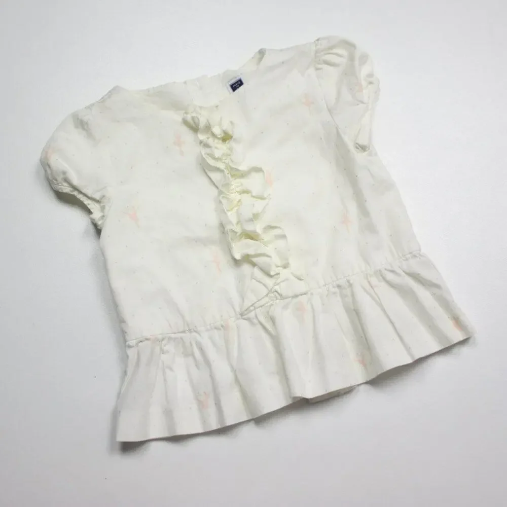 Janie and Jack Top Girls Size 2T Cream Ballerina Skirted Short Sleeve